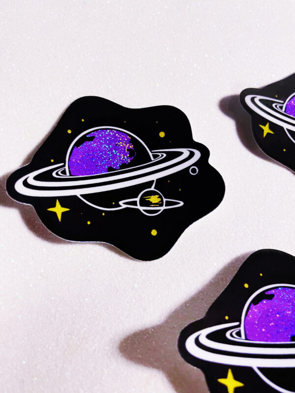 Enby Planet Glitter Sticker